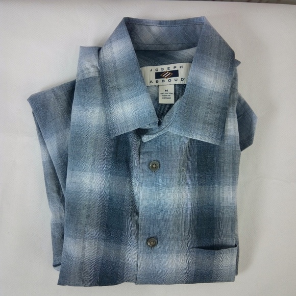 Joseph Abboud Blue Plaid Button Front Shirt M - Picture 2 of 6